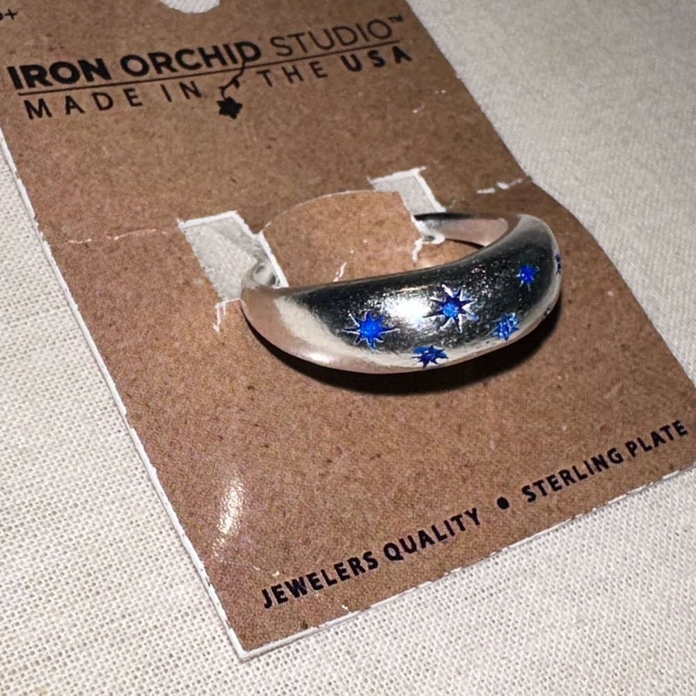 NEW IRON ORCHID STERLING SILVER WITH BLUE STARS